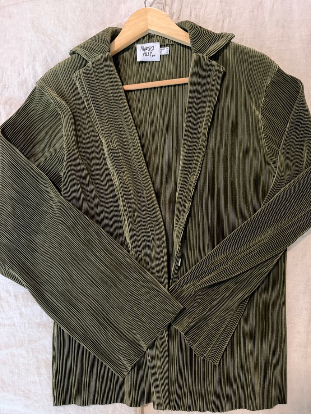 Princess Polly Olive Pleated Open-Front Blazer
